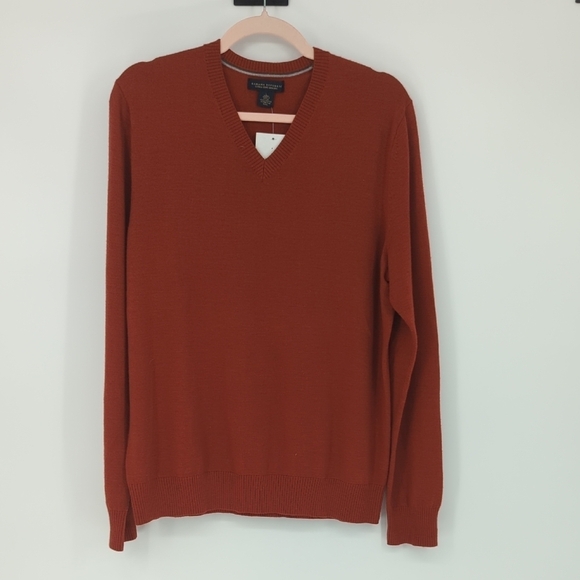 Men's Banana Republic Extra Fine Merino Wool Sweater Burnt Orange L preppy - Picture 1 of 6
